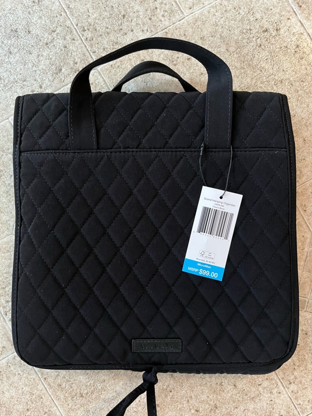 Vera Bradley Black Quilted Travel Hanging Organizer NWT